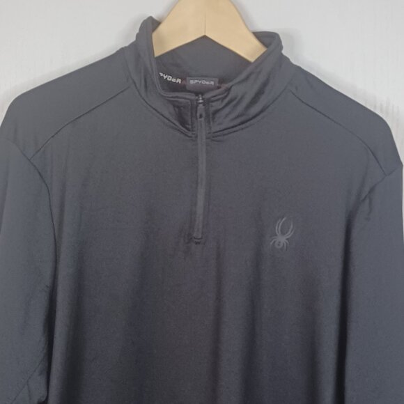 Spyder 1/4 Zip Active Prow=B Shirt Men XL Black Long Sleeve Pullover - Picture 3 of 5